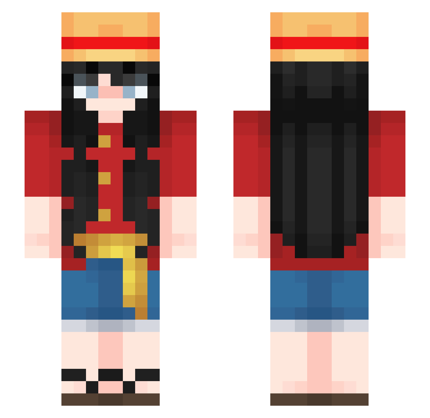 xkichazz Minecraft skin, front and back view