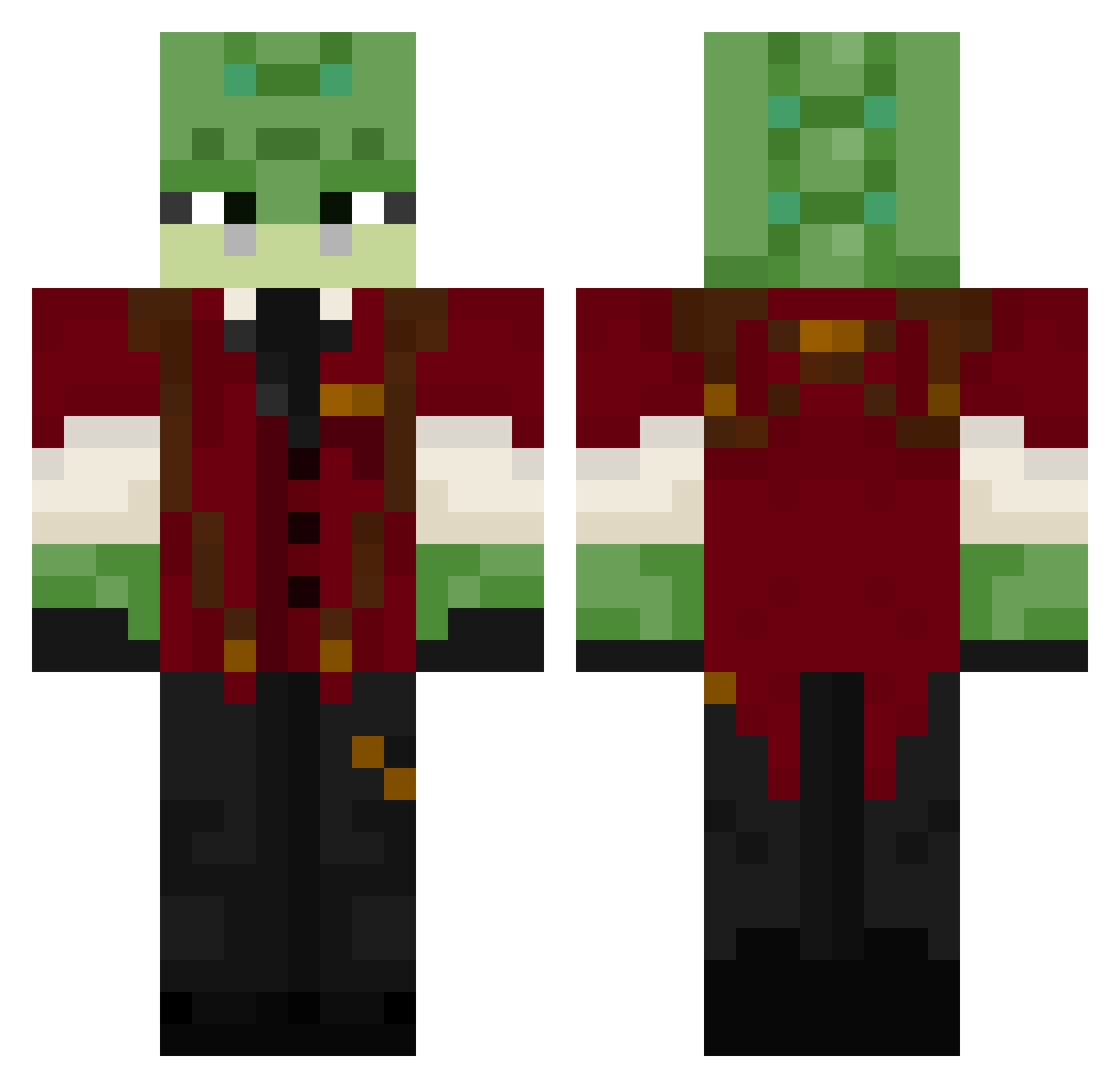 CoCuNo Minecraft skin, front and back view