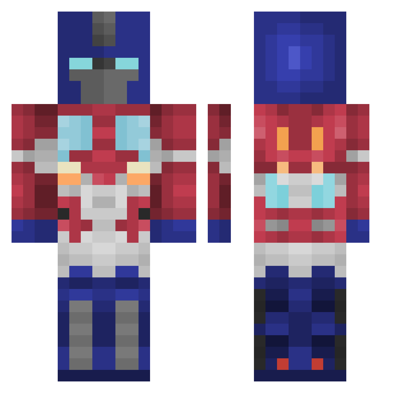 DeathFox6661 Minecraft skin, front and back view
