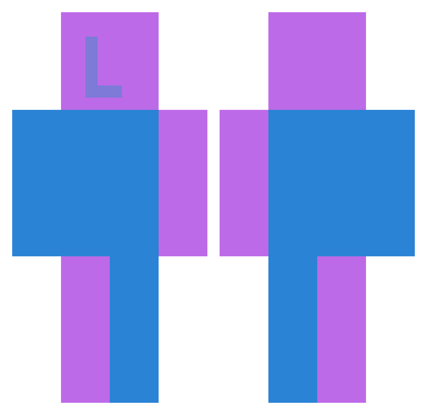 Quackadoodles Minecraft skin, front and back view