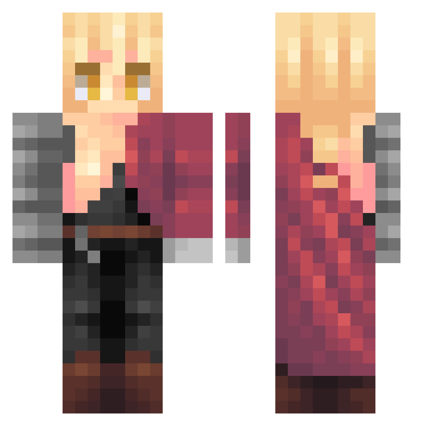 pimzinho Minecraft skin, front and back view