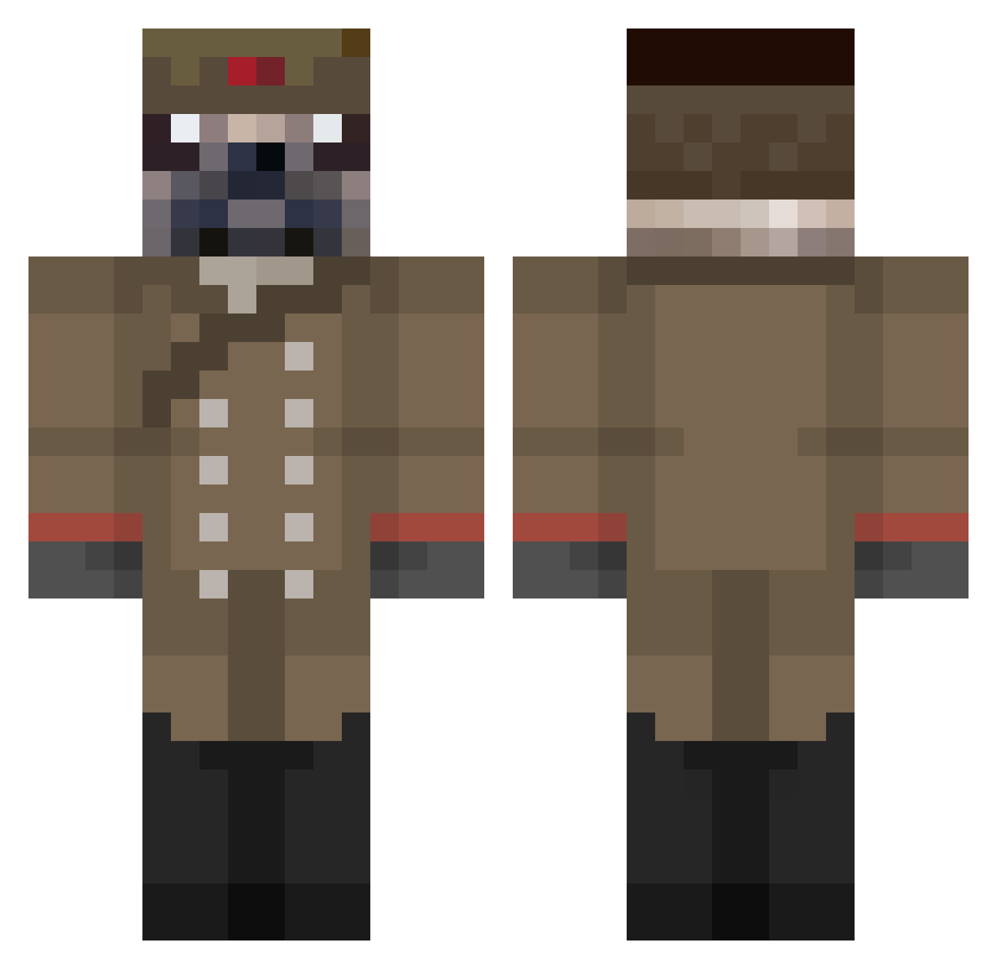 pilzbauer Minecraft skin, front and back view