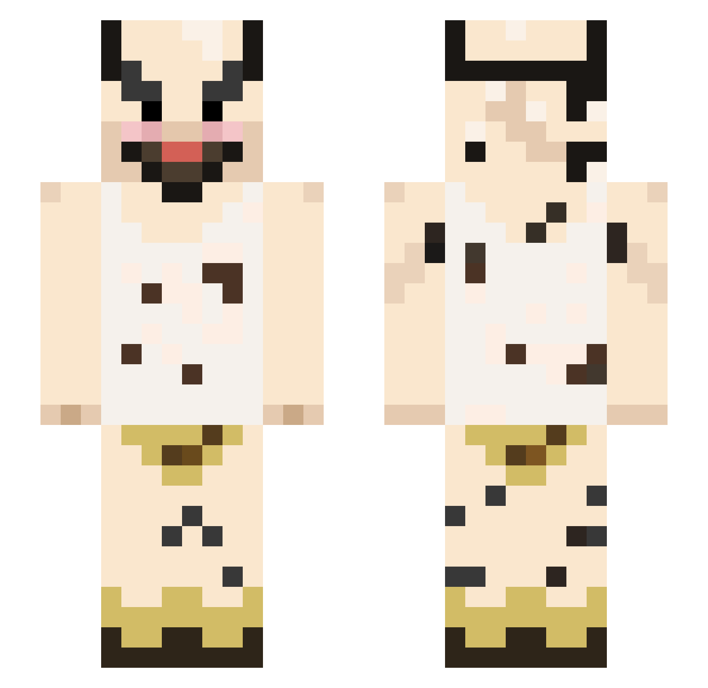 bunderbro Minecraft skin, front and back view