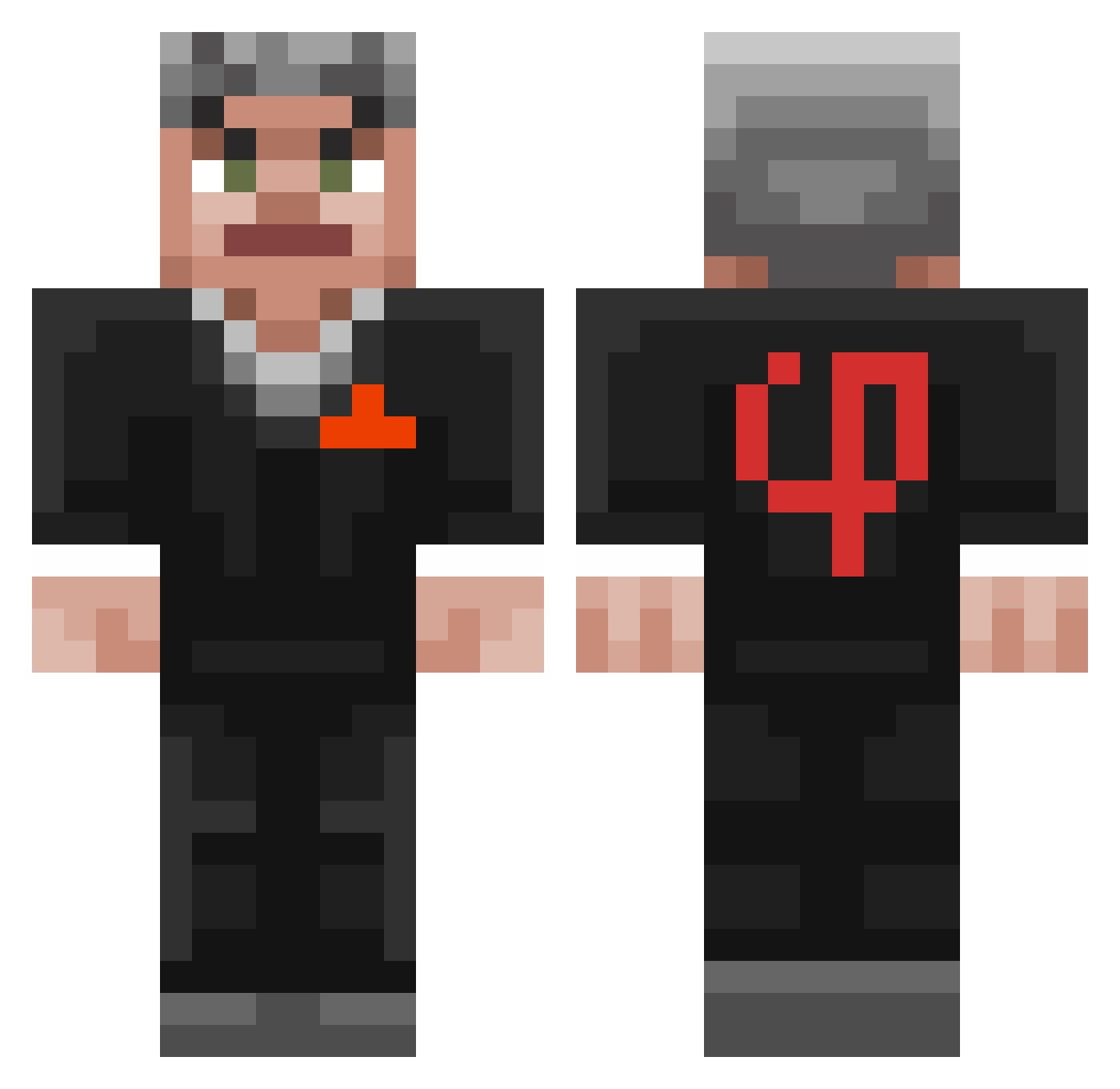 SpaaaceCore Minecraft skin, front and back view