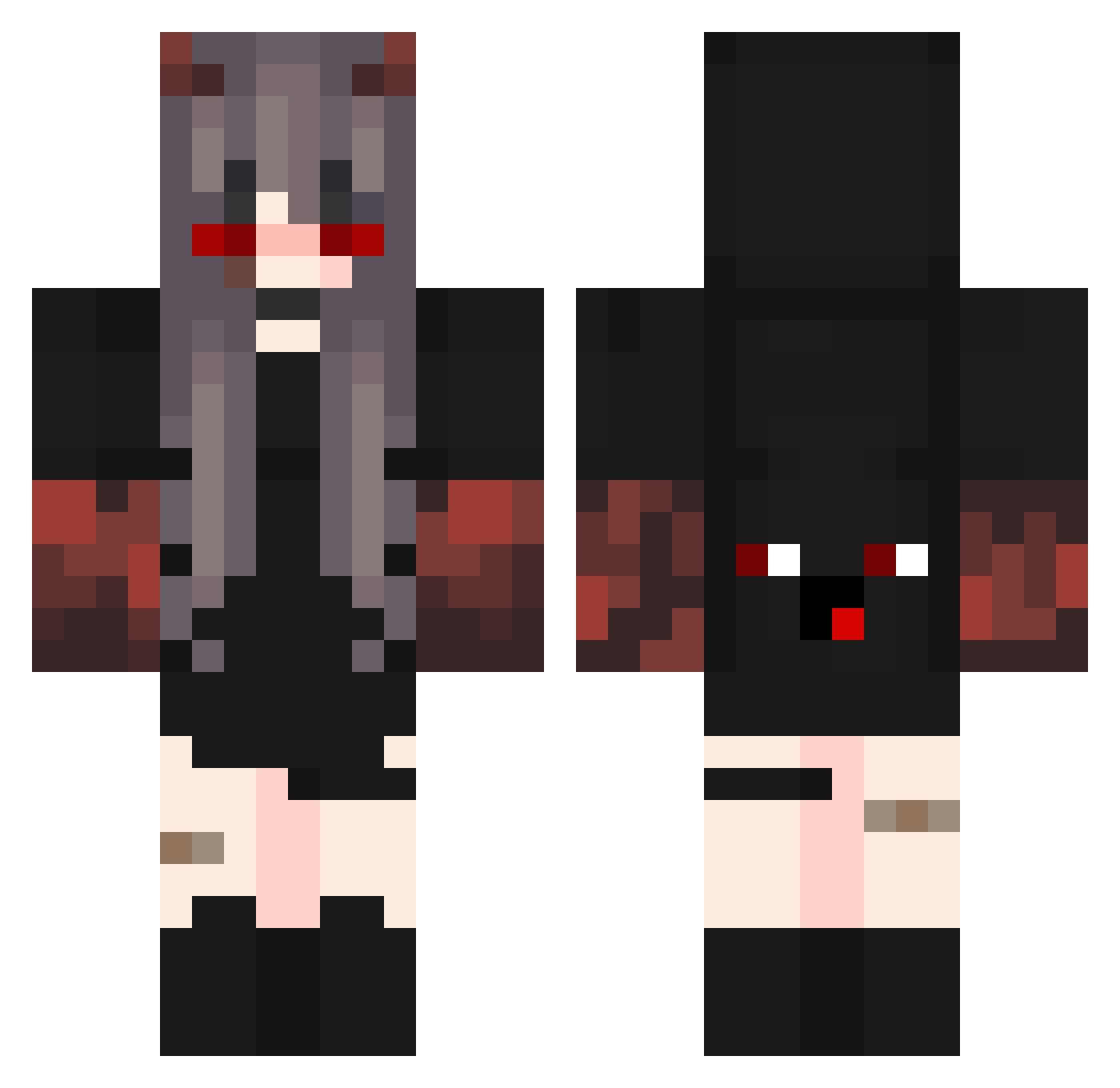 Sweazing Minecraft skin, front and back view