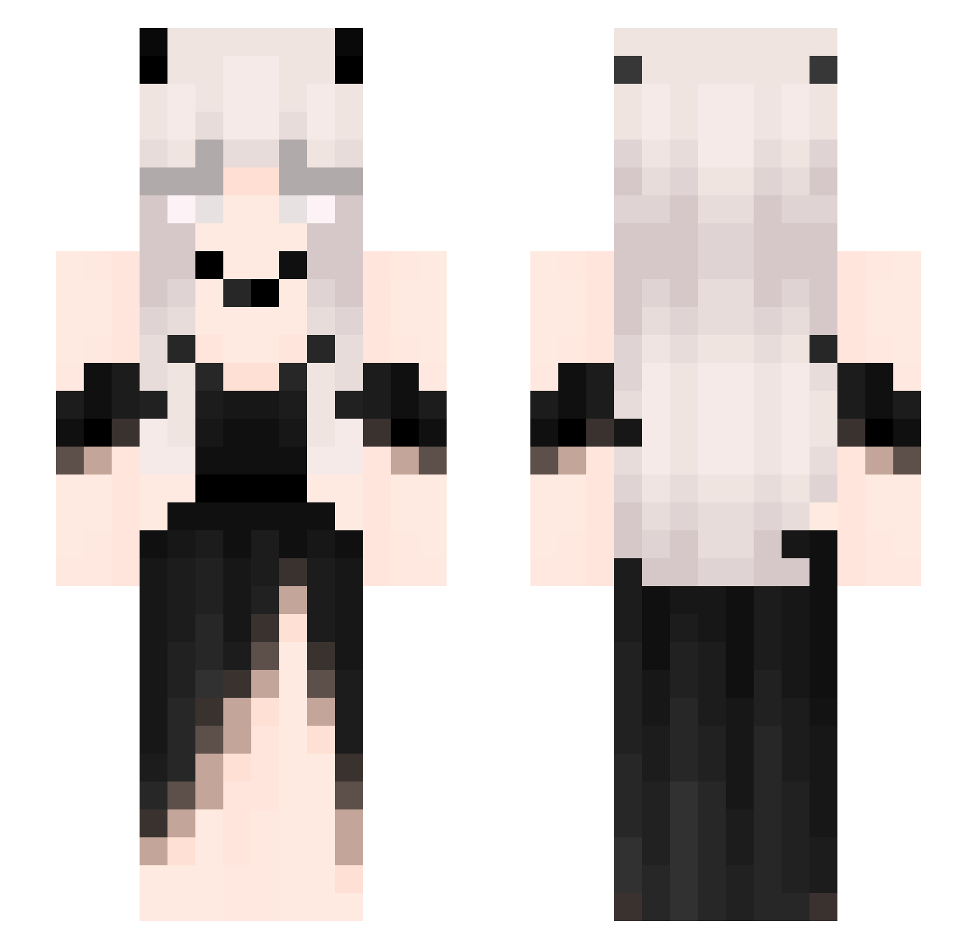 Syzika Minecraft skin, front and back view