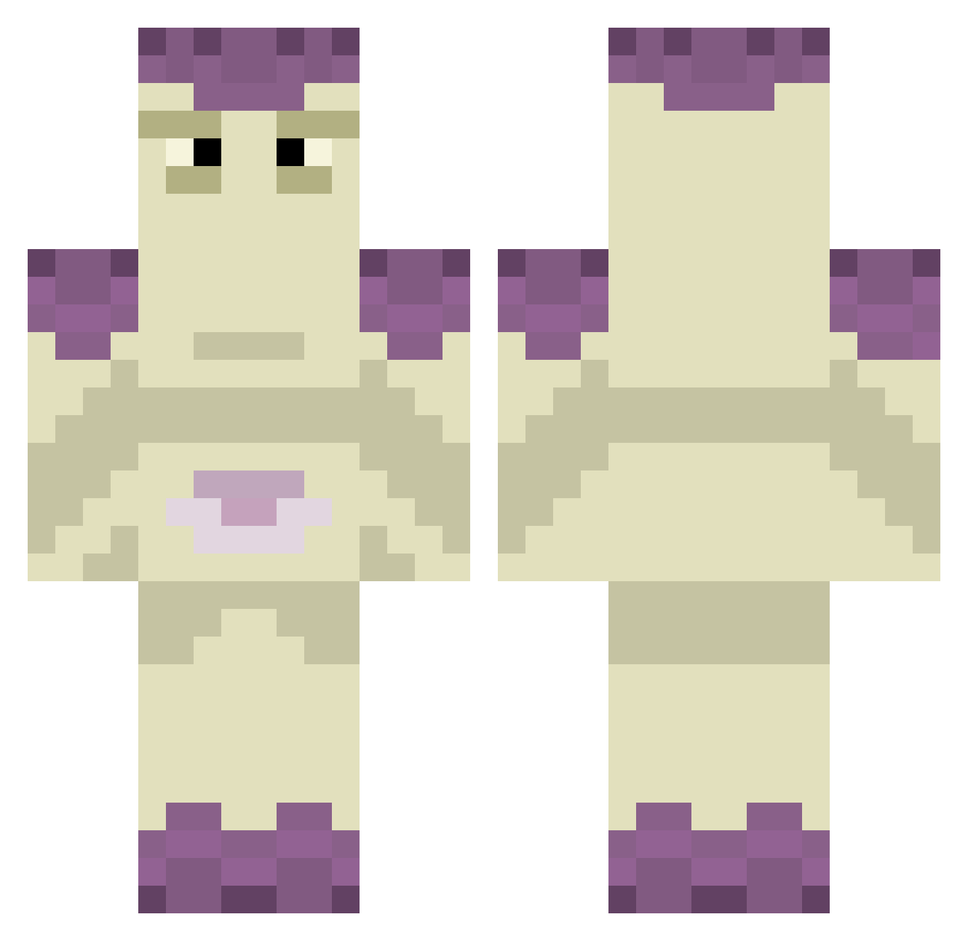 Farregamo Minecraft skin, front and back view