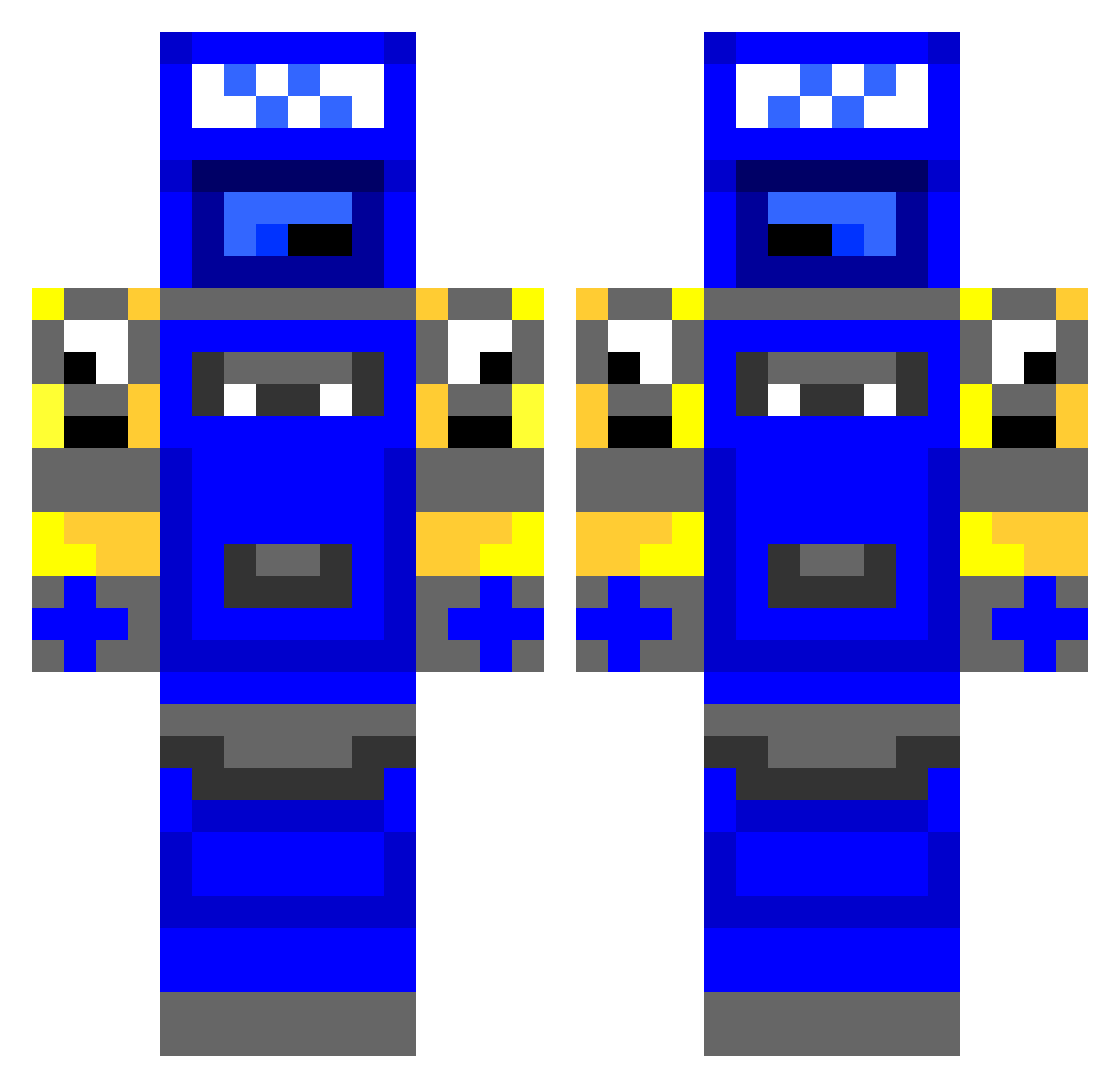 ToasterGuy04 Minecraft skin, front and back view
