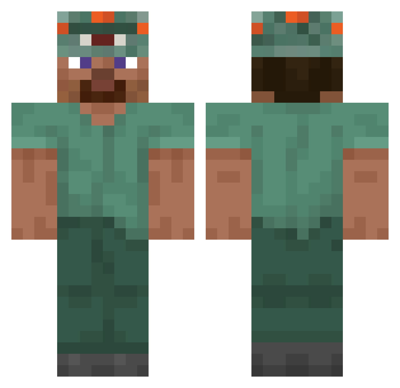 Tropical_Blade Minecraft skin, front and back view