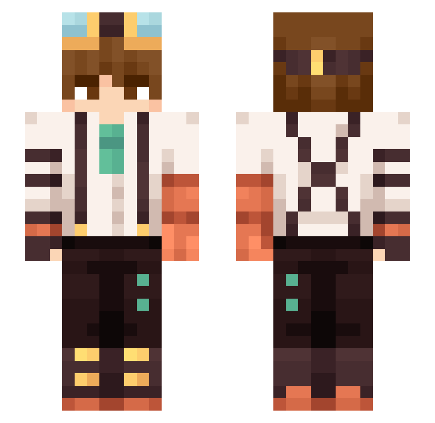 SweptSans Minecraft skin, front and back view