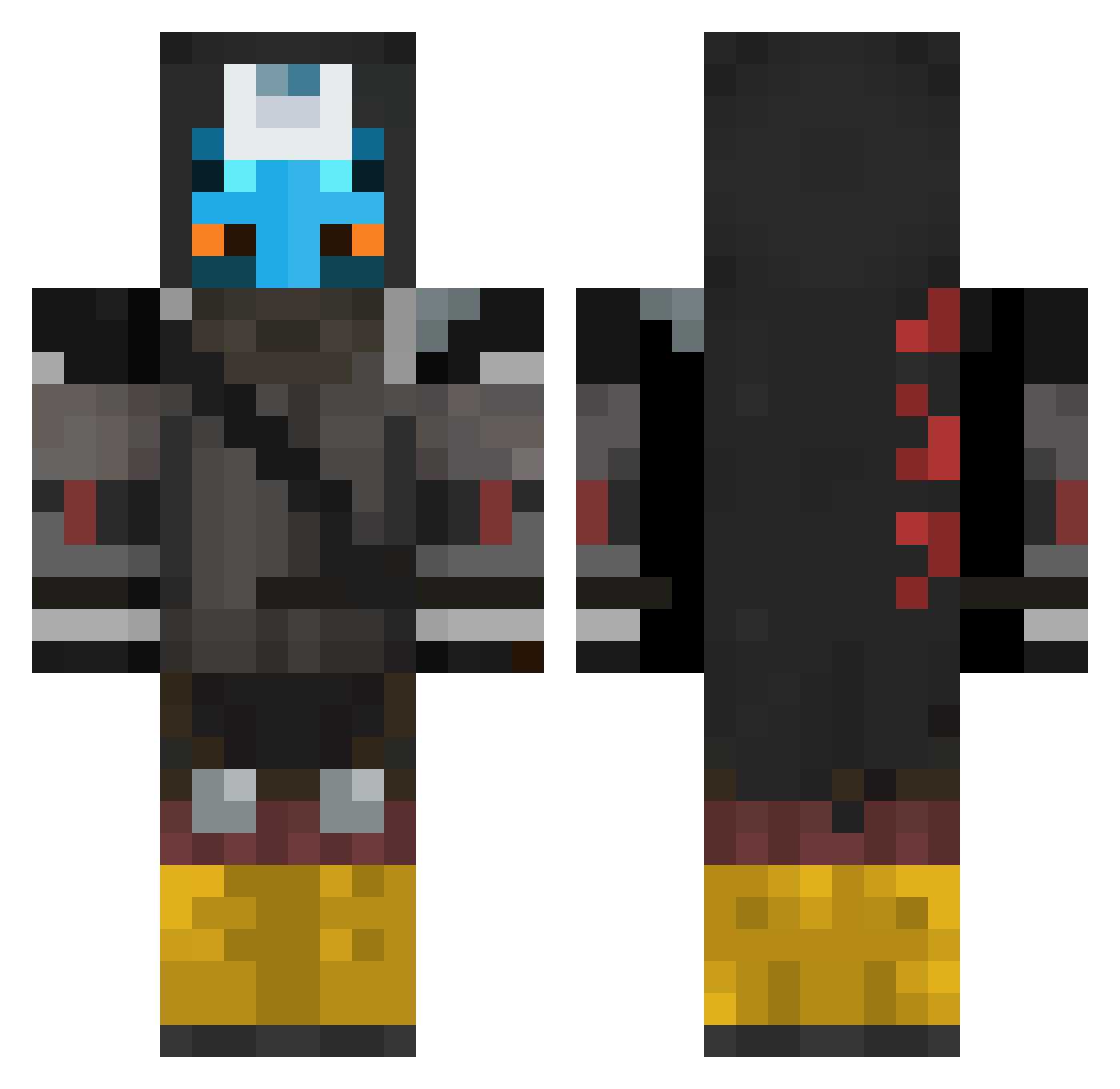 Tenetrix Minecraft skin, front and back view