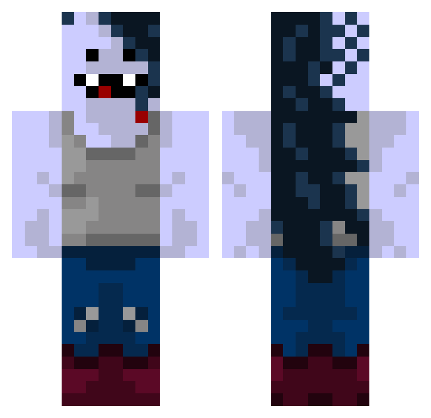 Oubliette Minecraft skin, front and back view