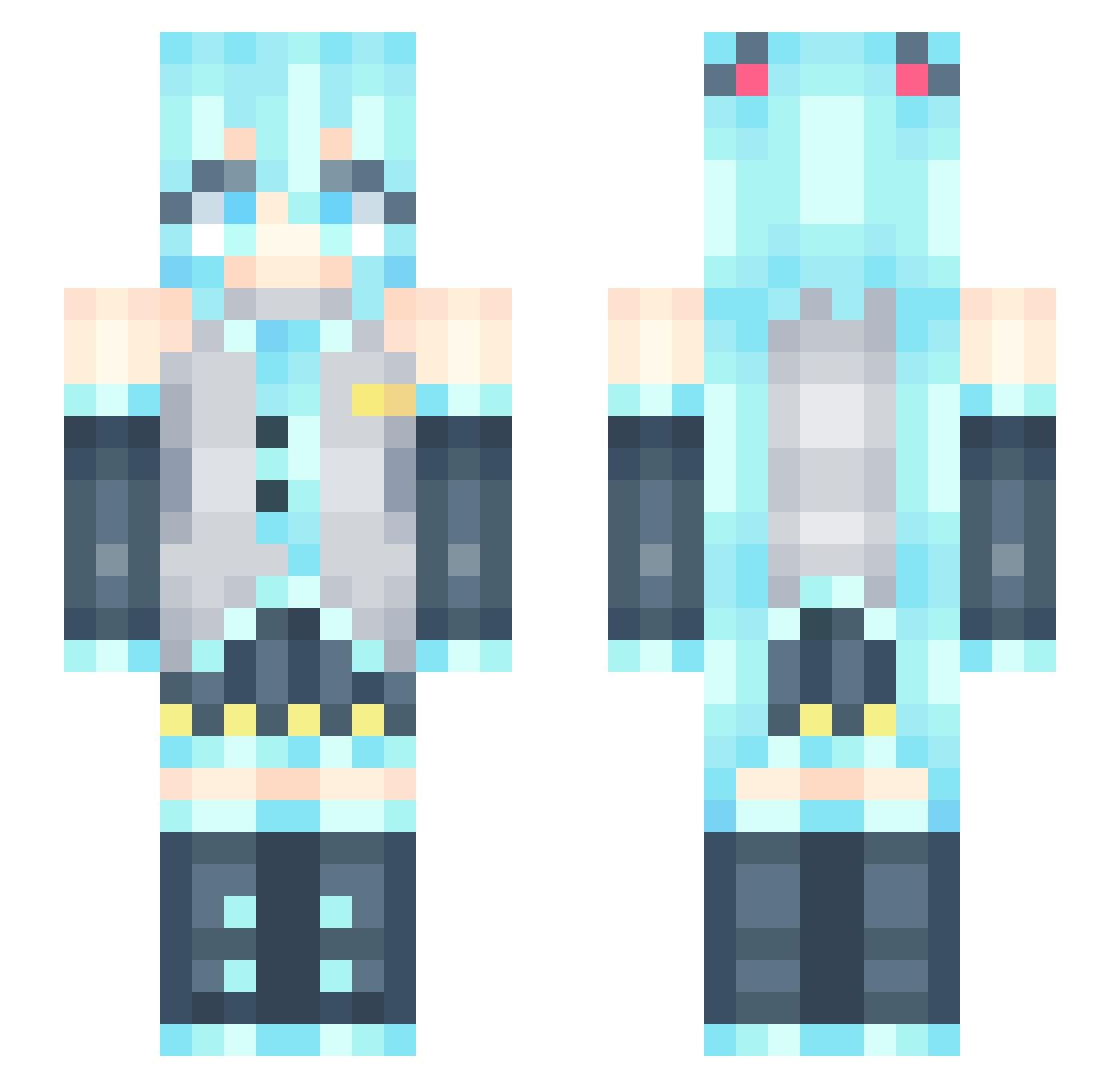 SoupyToast Minecraft skin, front and back view