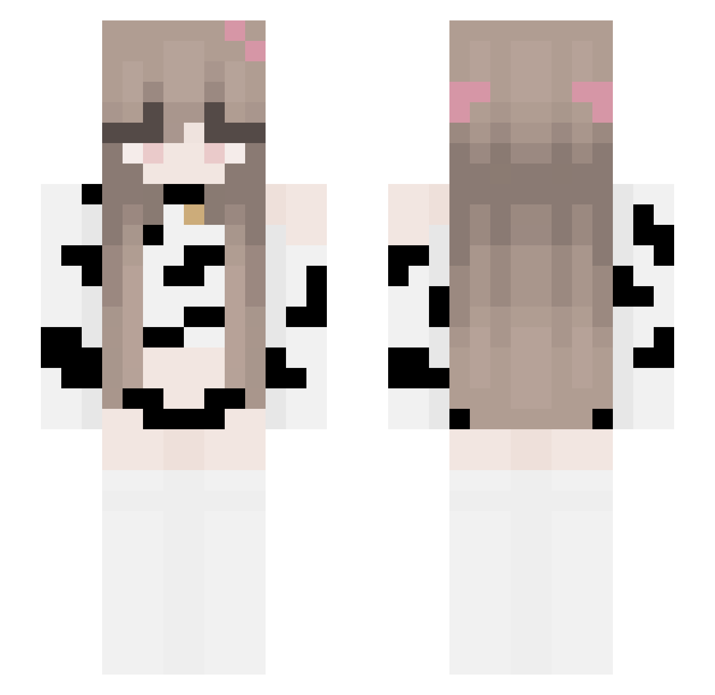 vaquinha Minecraft skin, front and back view