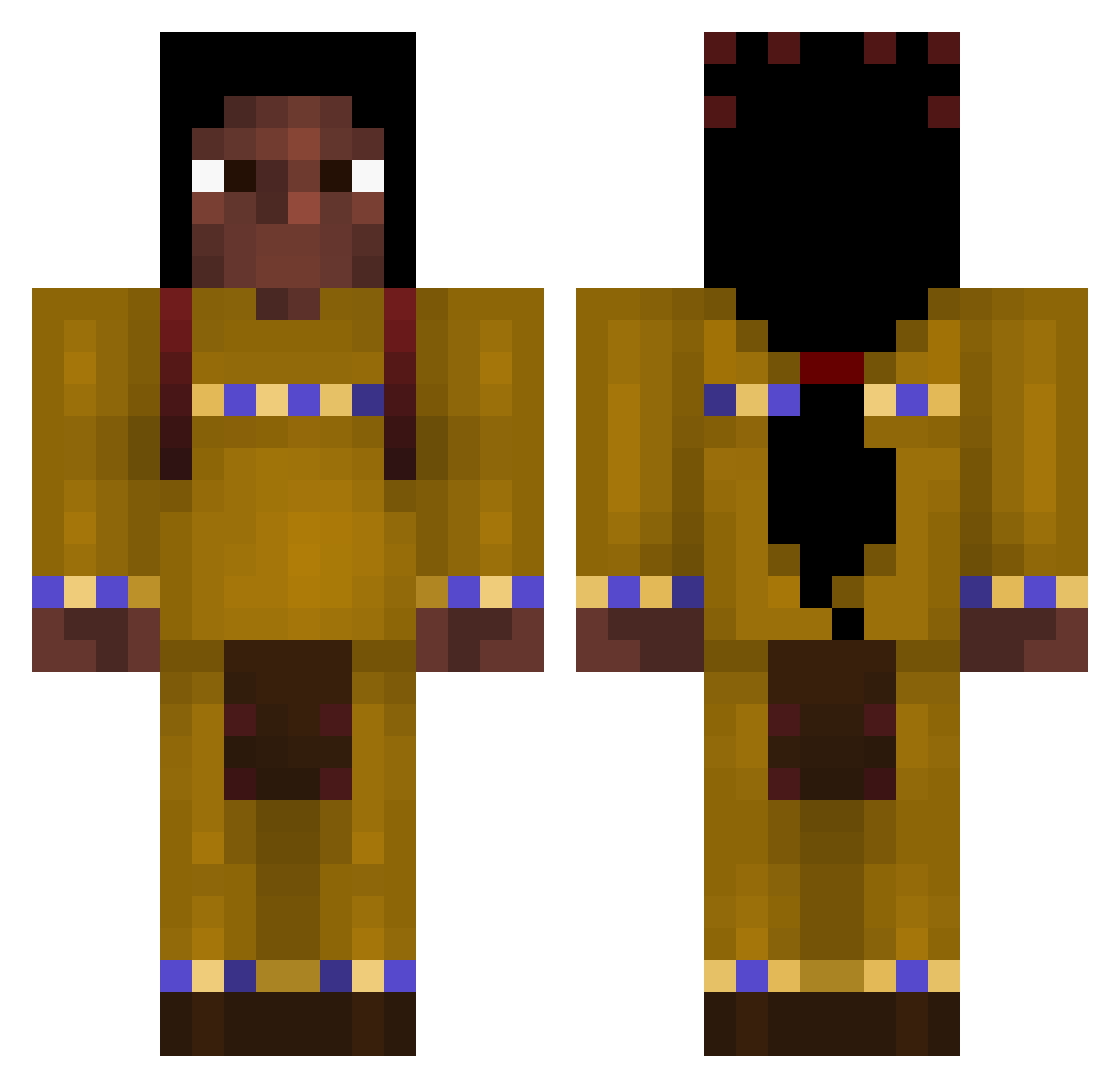Hejira Minecraft skin, front and back view