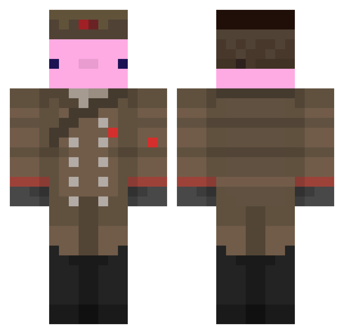 MlgHackinGoose Minecraft skin, front and back view