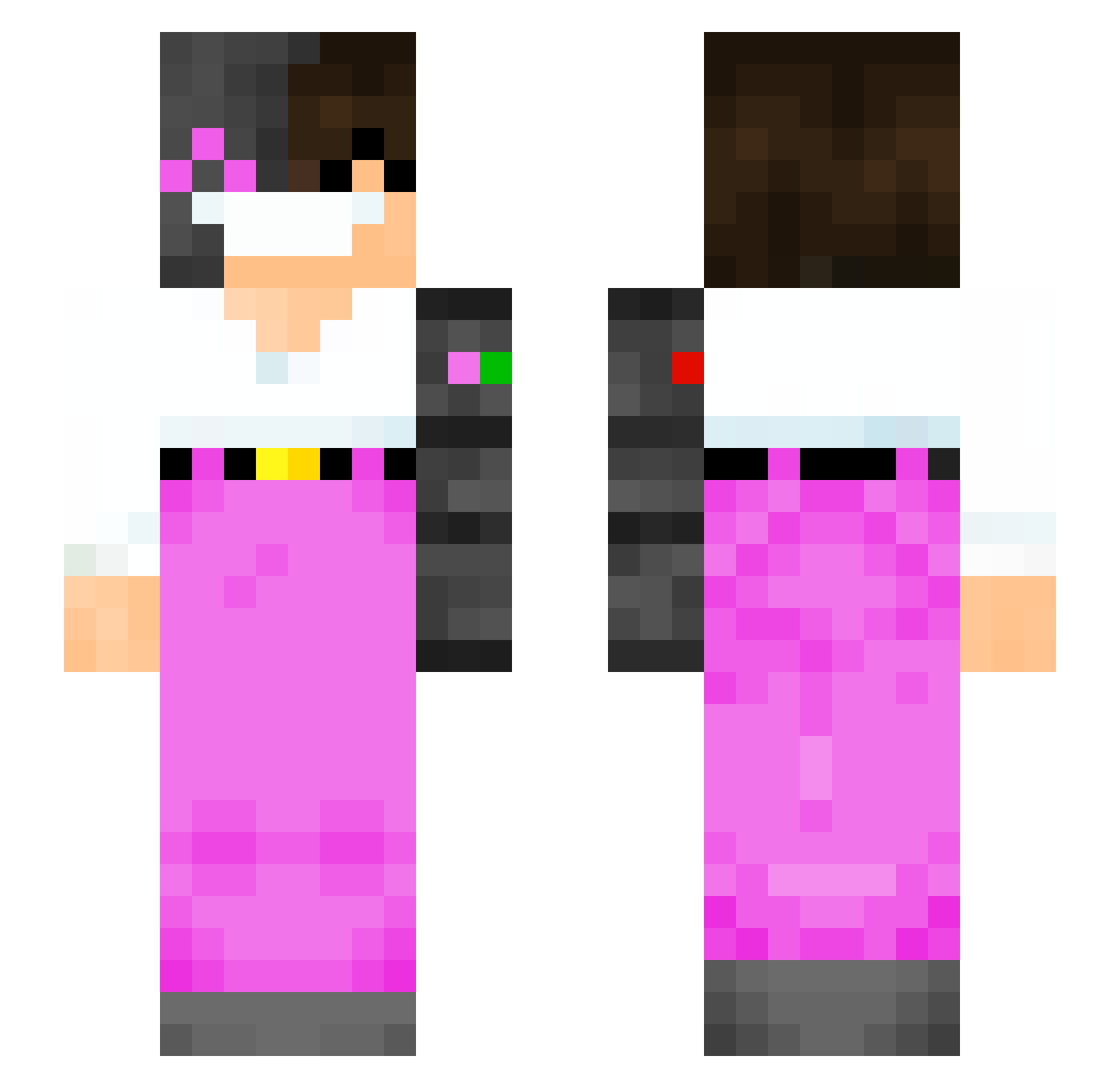 PlumWa1k Minecraft skin, front and back view