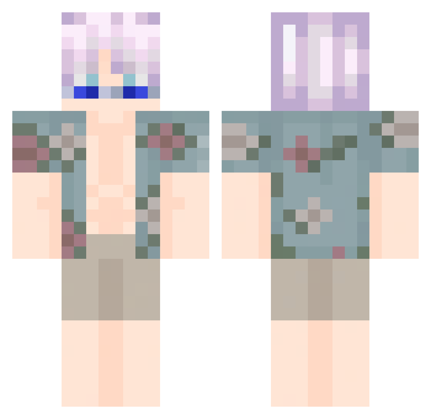 wasnotable Minecraft skin, front and back view