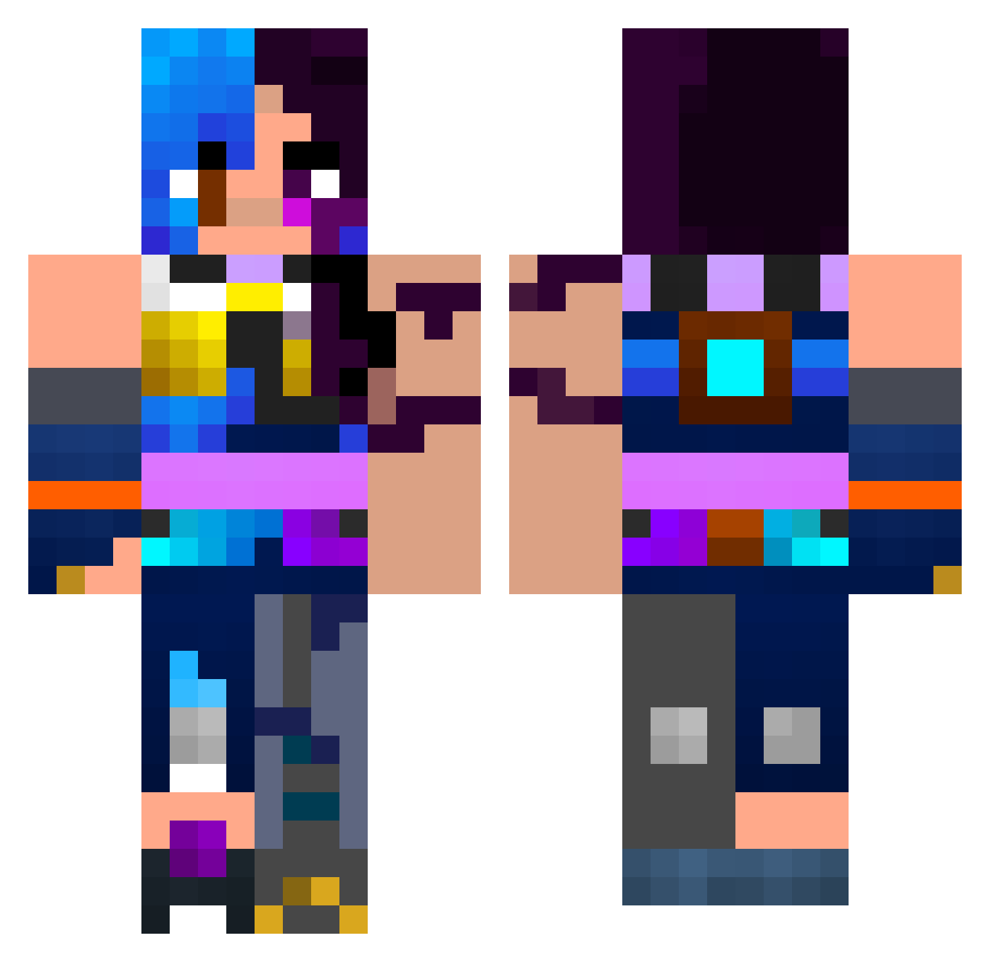 RiKurOLl Minecraft skin, front and back view
