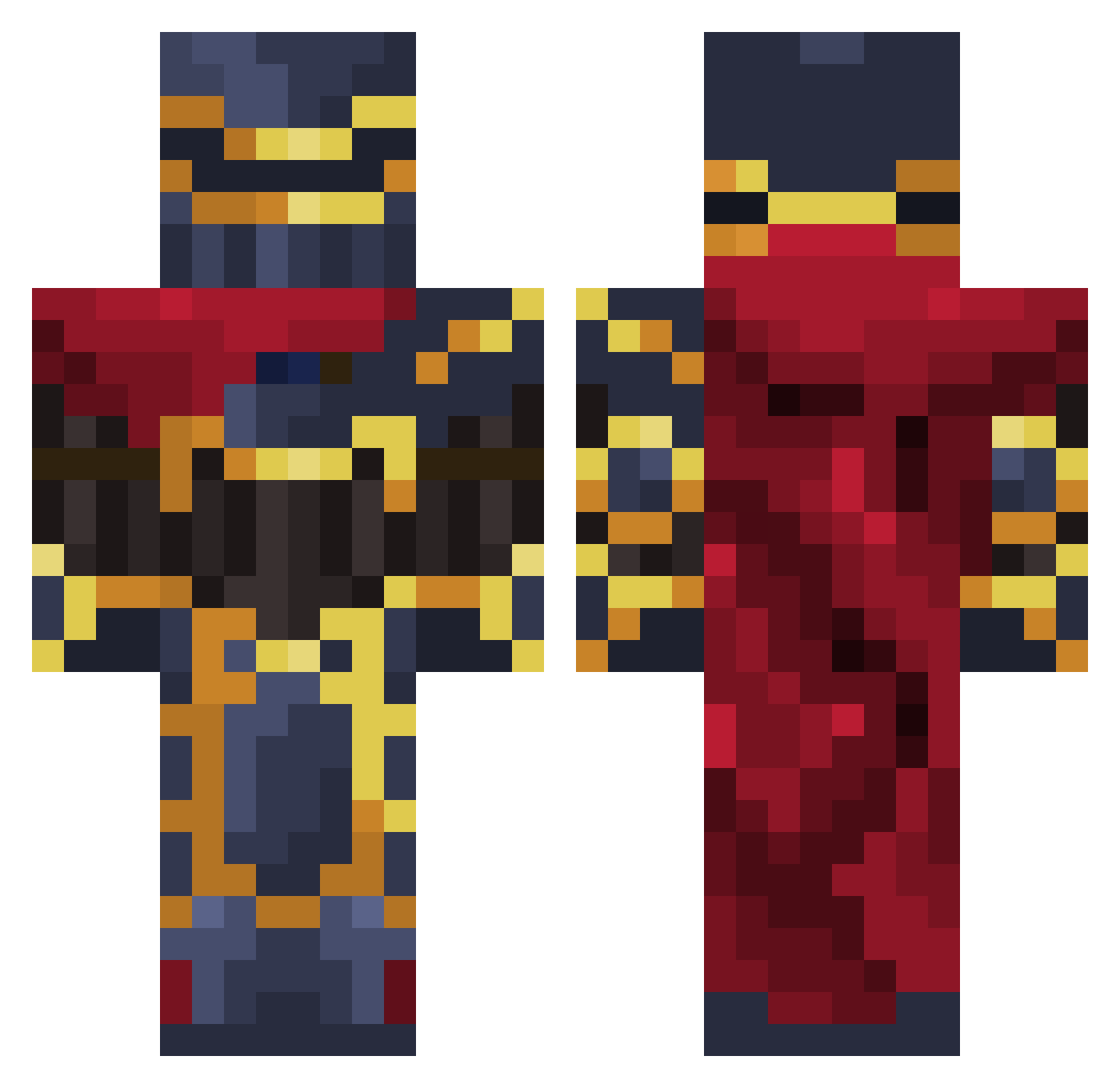 zeroYA Minecraft skin, front and back view