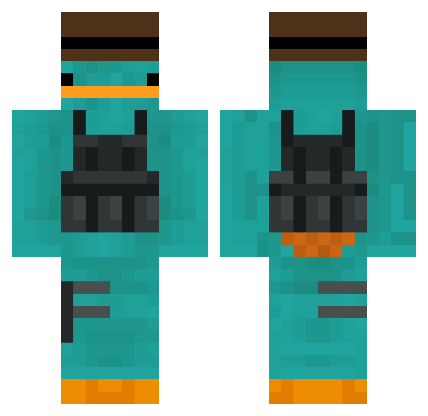 sagazTREM Minecraft skin, front and back view
