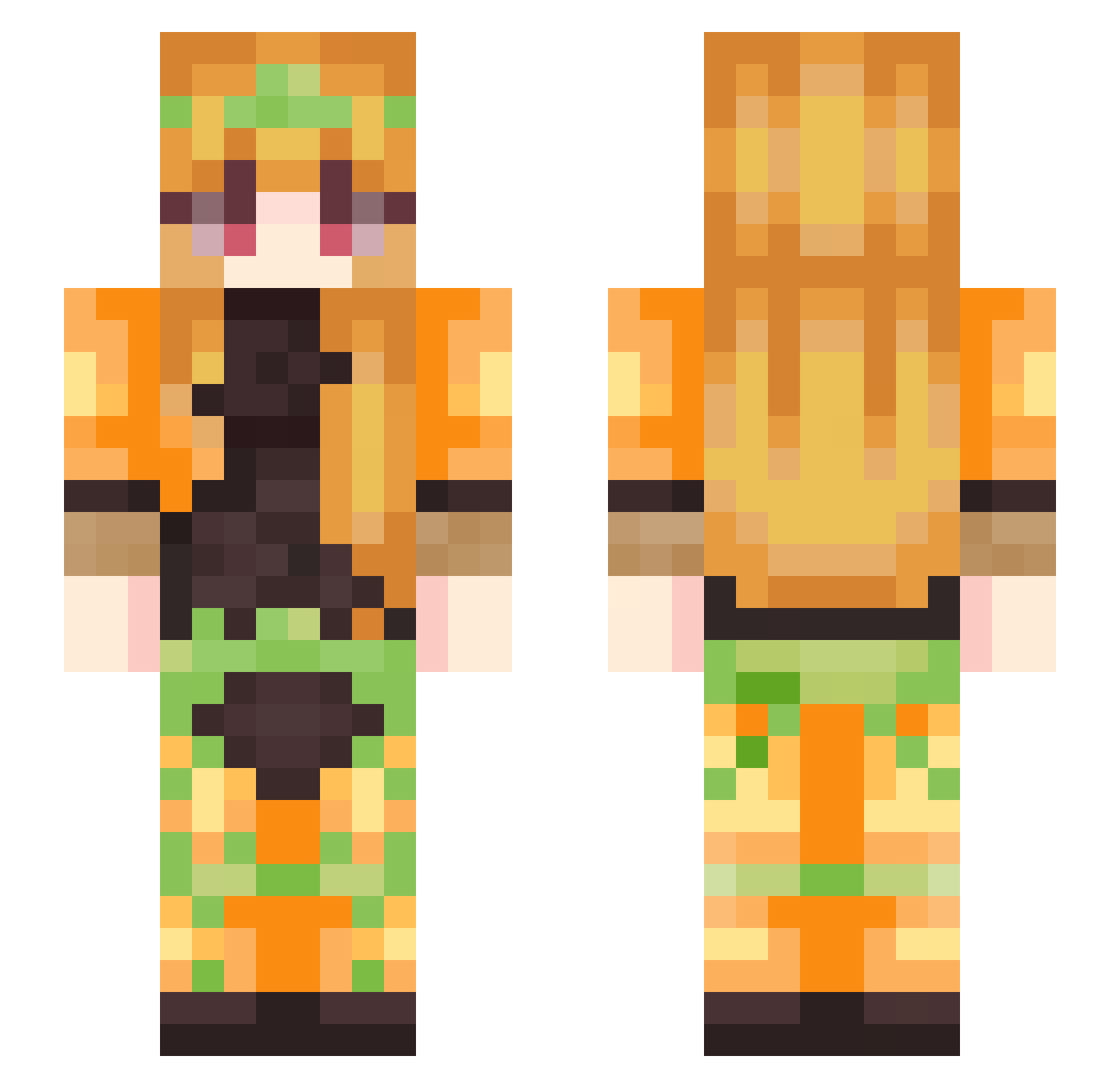 LunarBrando Minecraft skin, front and back view