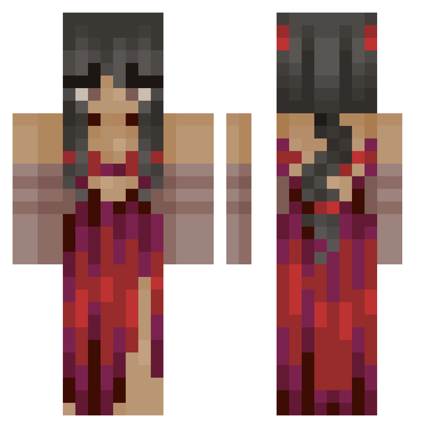 TheGossipGal Minecraft skin, front and back view