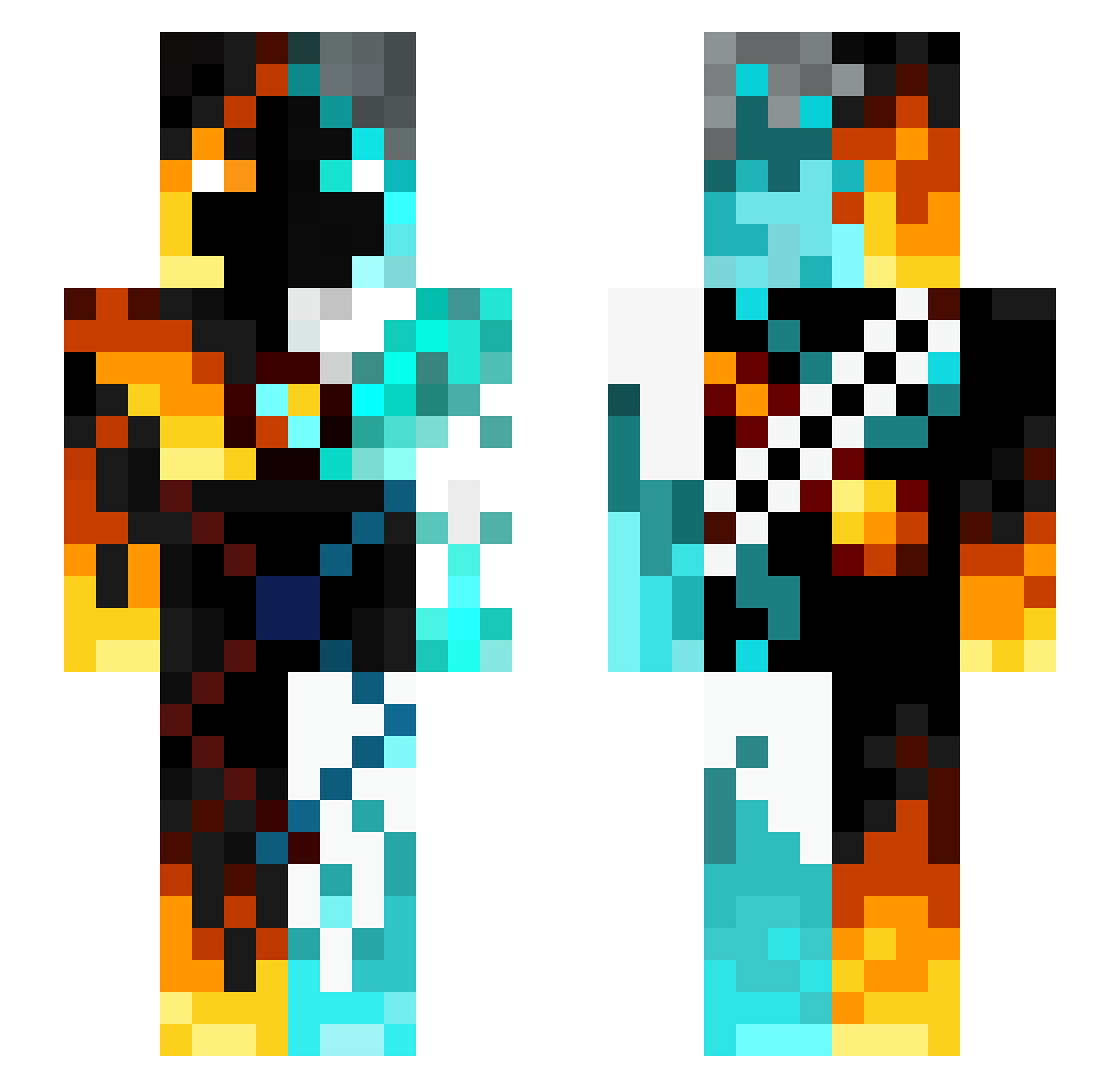 Montagne Minecraft skin, front and back view