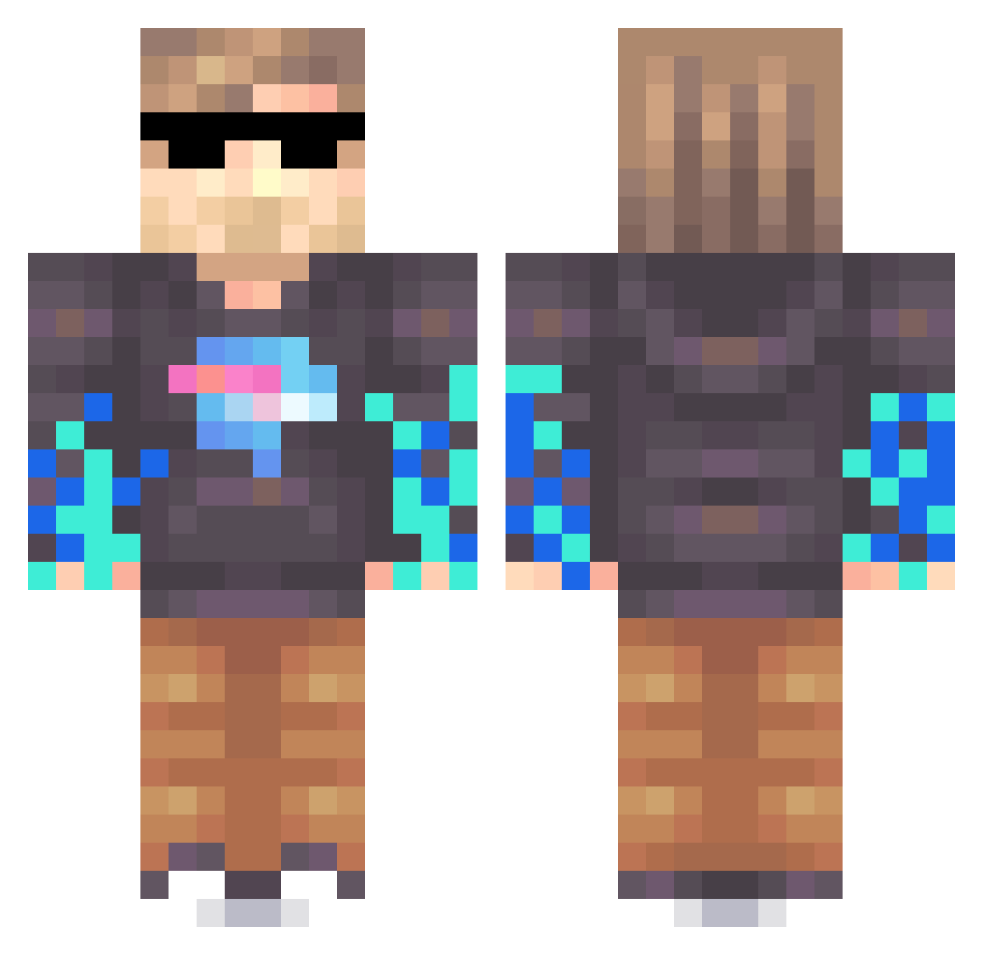 gustospiros Minecraft skin, front and back view