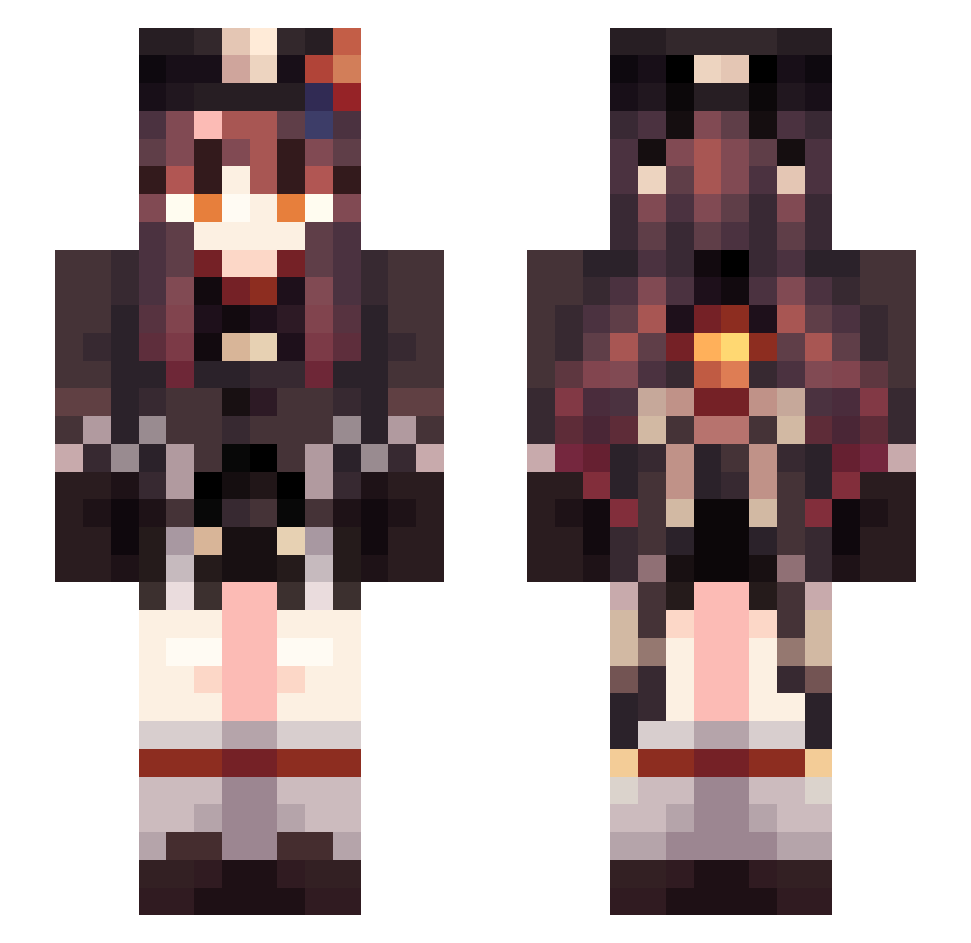 ISpamMyKeyboard Minecraft skin, front and back view