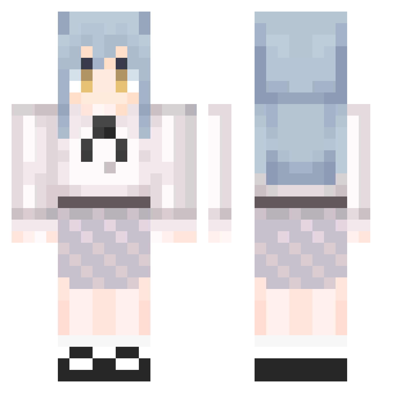 ShiinaSakiko Minecraft skin, front and back view