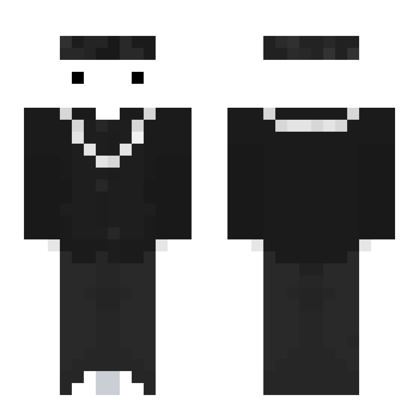 Qazmi Minecraft skin, front and back view