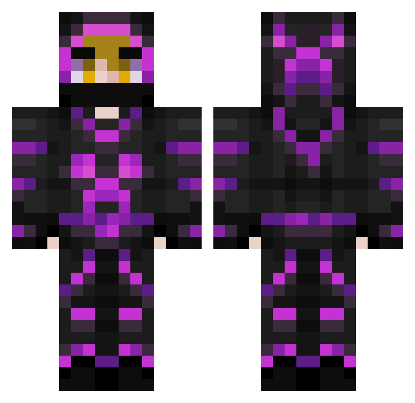 Magilius Minecraft skin, front and back view