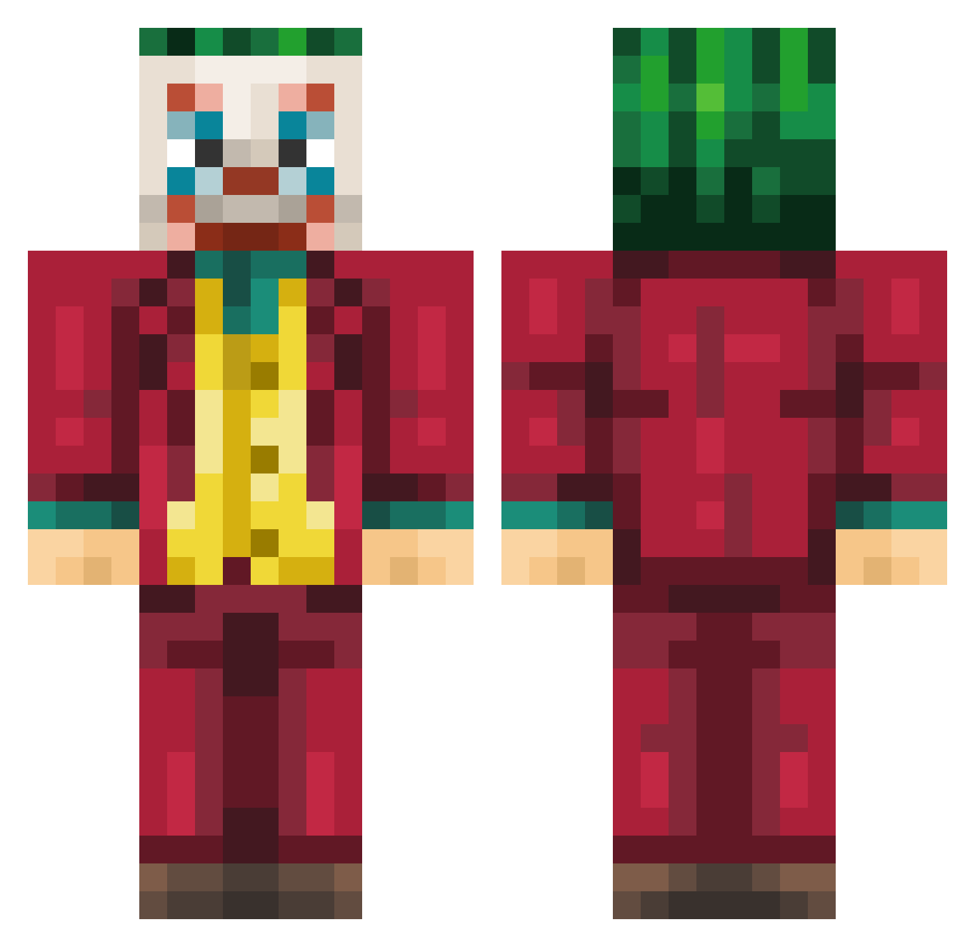 Zackhaarvelli Minecraft skin, front and back view