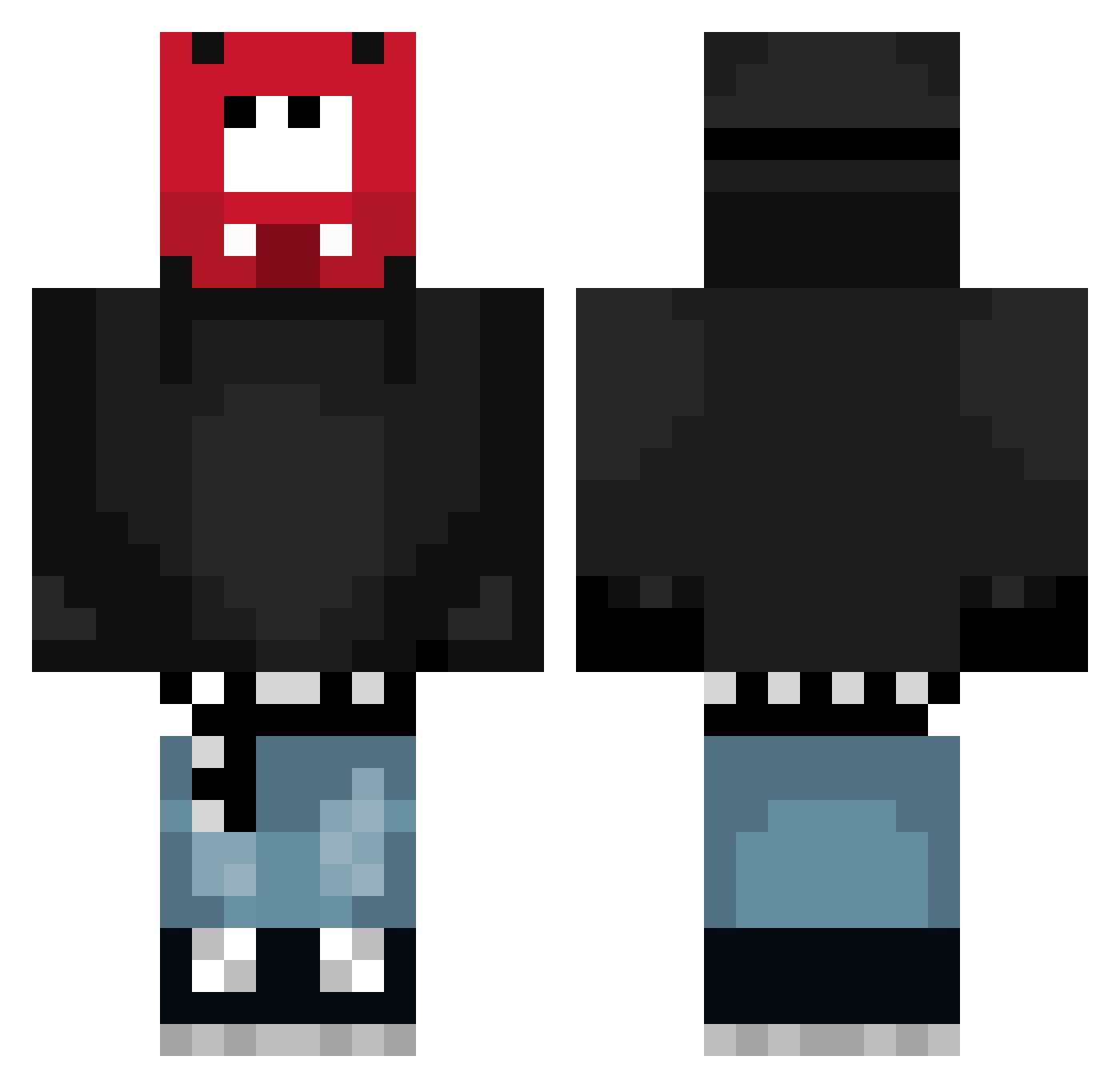pl4cidd Minecraft skin, front and back view