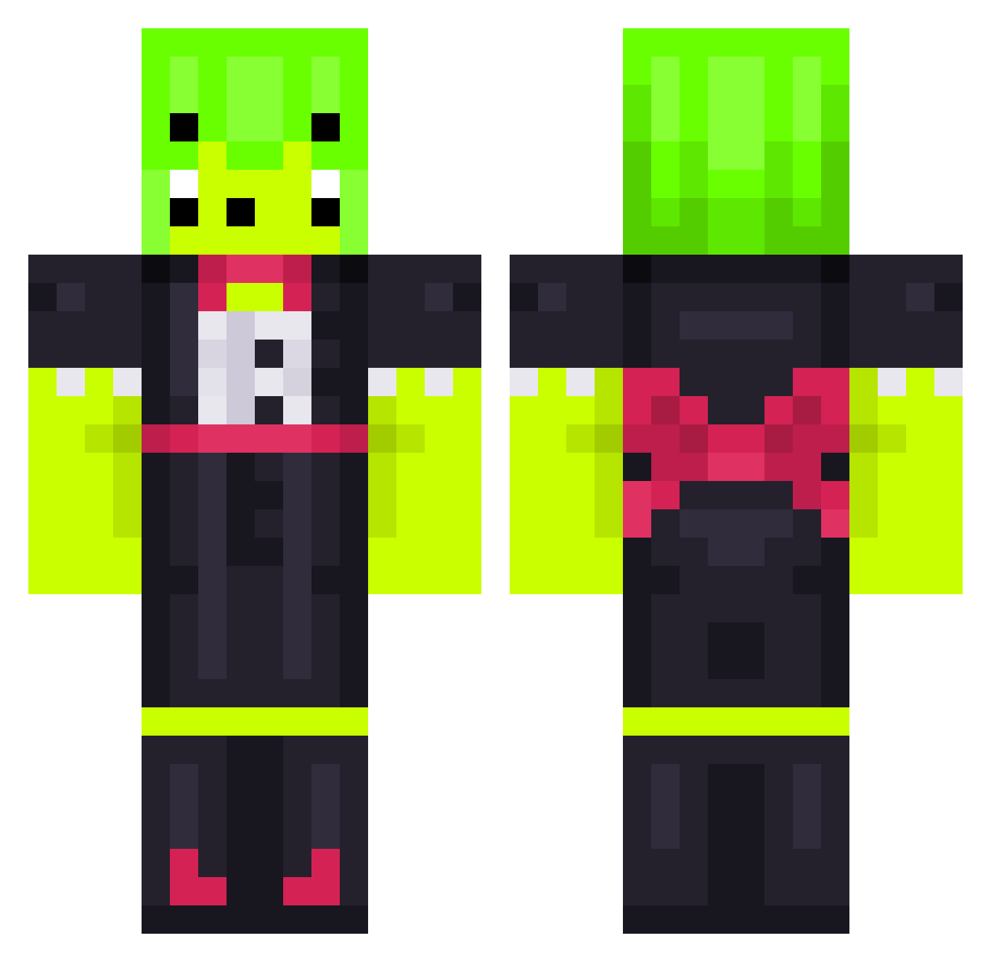 Apracatt Minecraft skin, front and back view