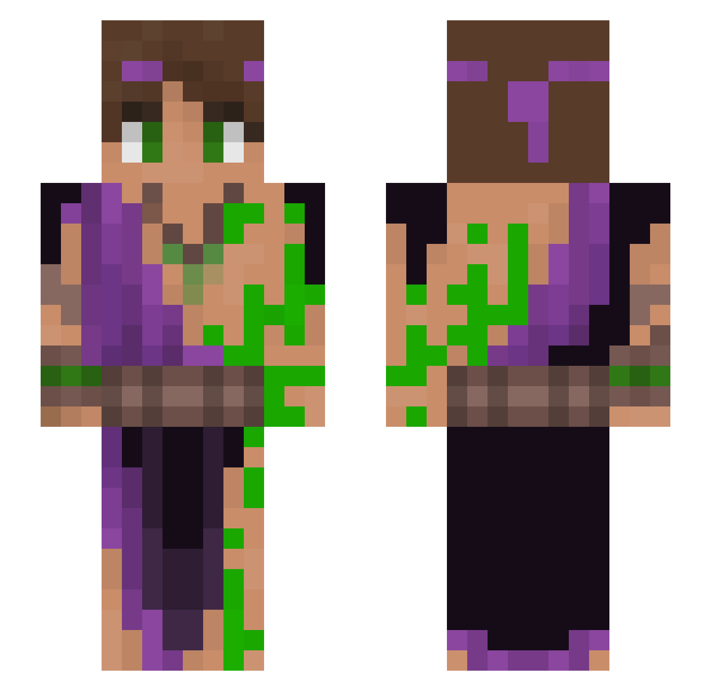 Yazoor Minecraft skin, front and back view