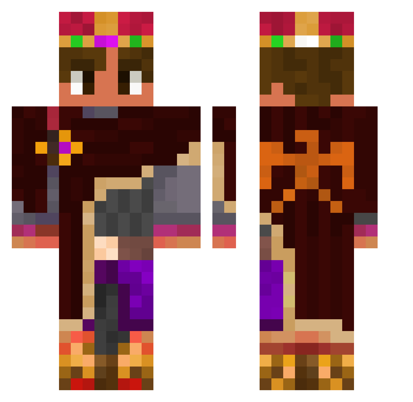 GGBBFF03 Minecraft skin, front and back view