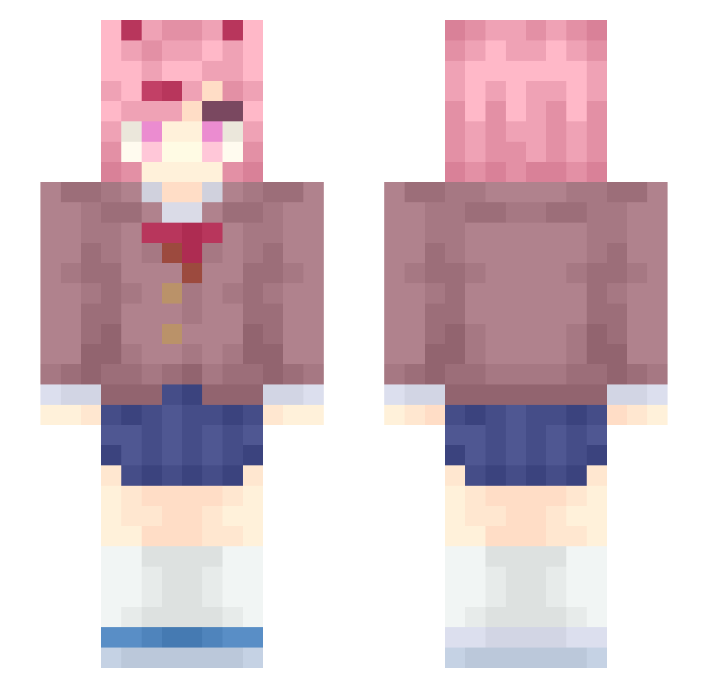 adx15 Minecraft skin, front and back view
