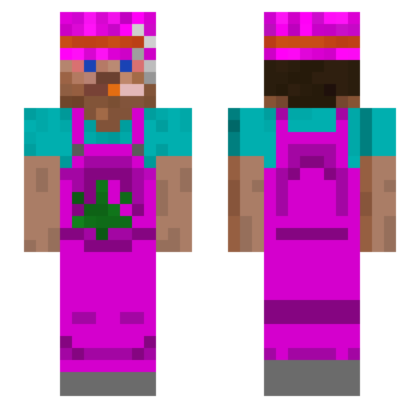 mqriner Minecraft skin, front and back view