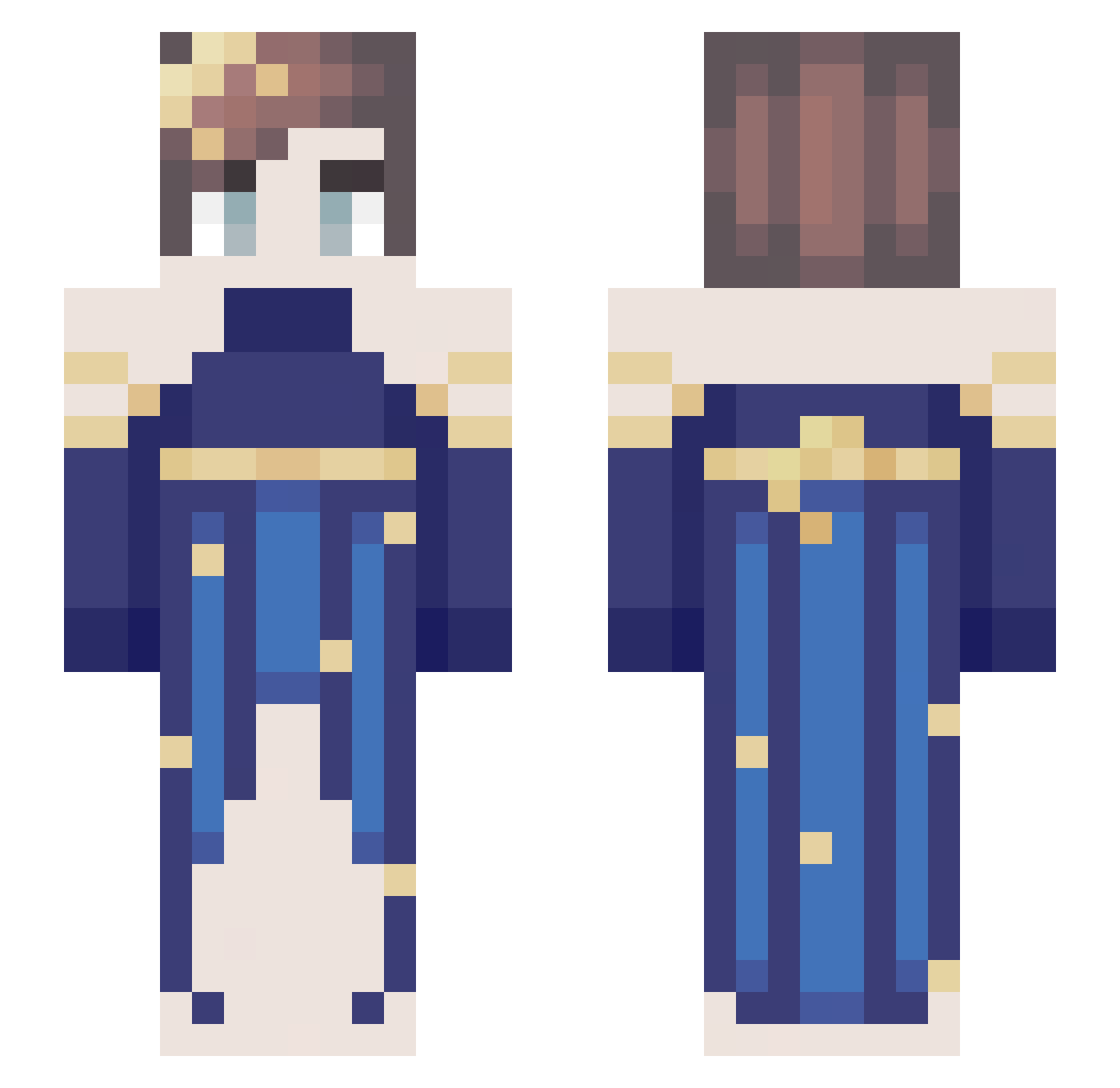 Crynostic Minecraft skin, front and back view