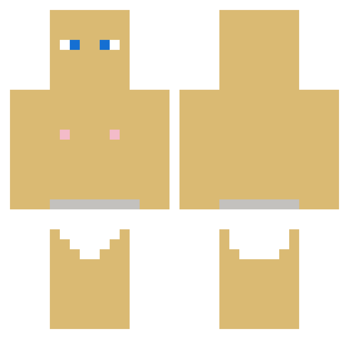 Xcakl Minecraft skin, front and back view