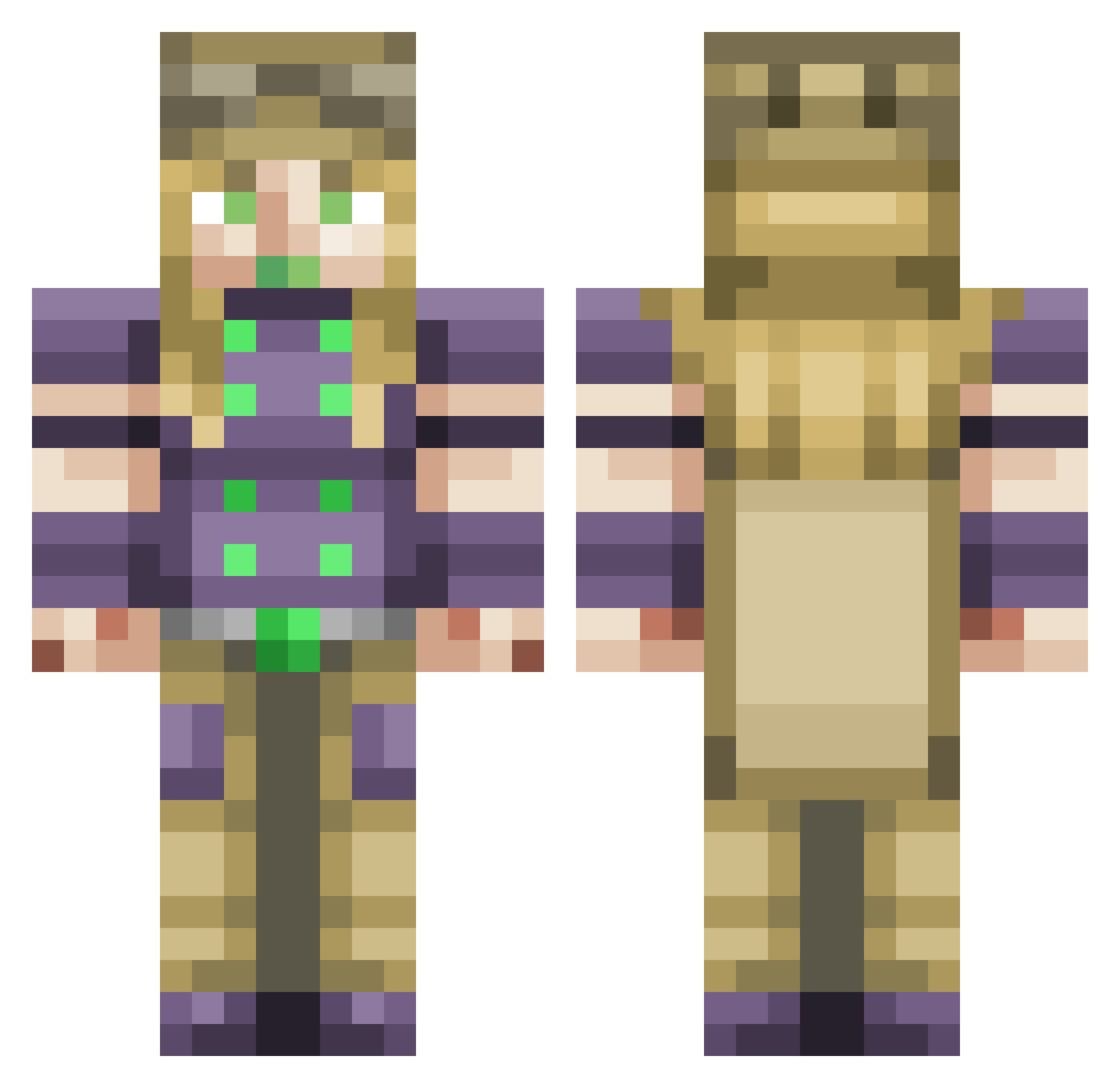 Temawook Minecraft skin, front and back view