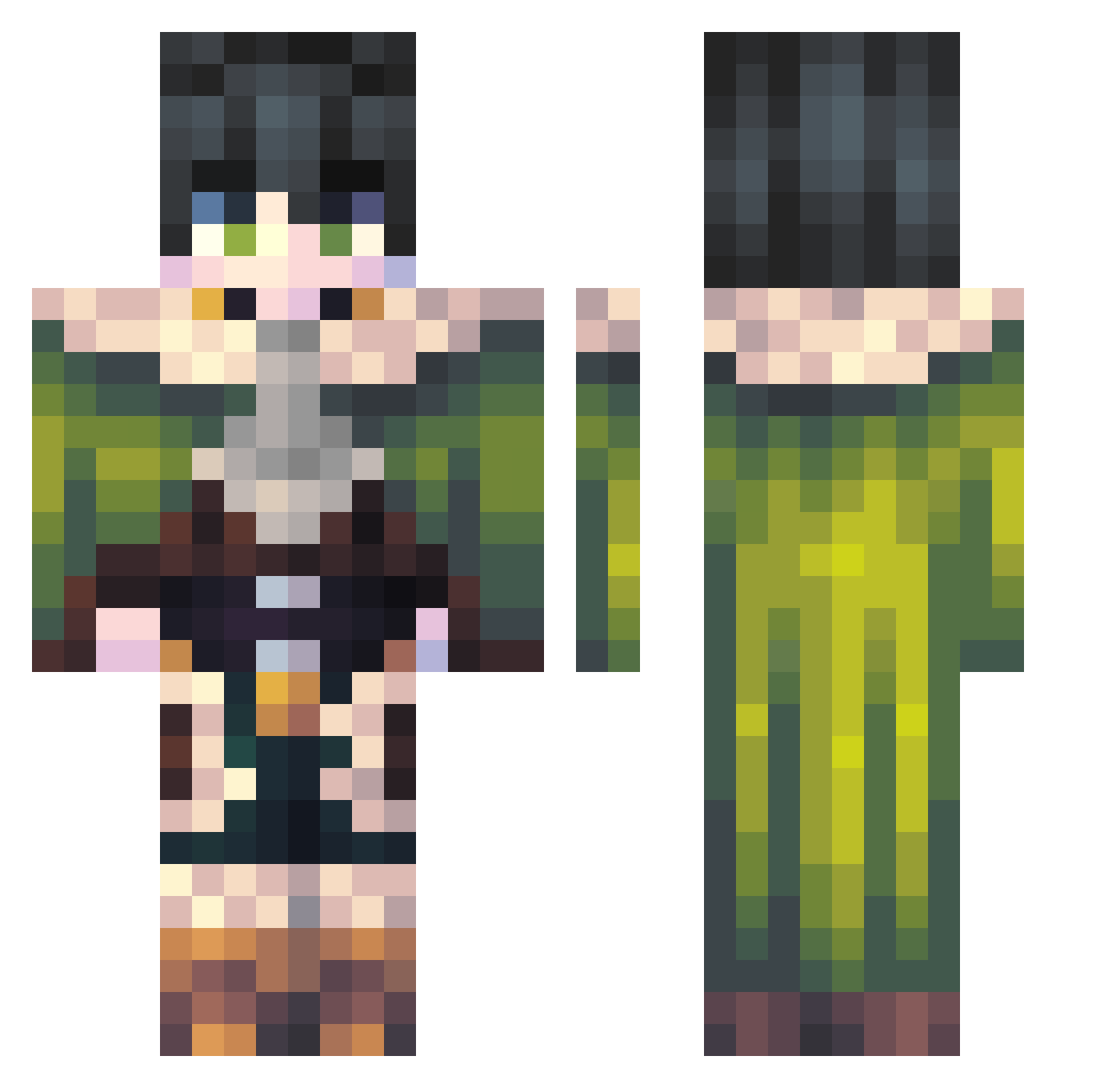 V4GS Minecraft skin, front and back view