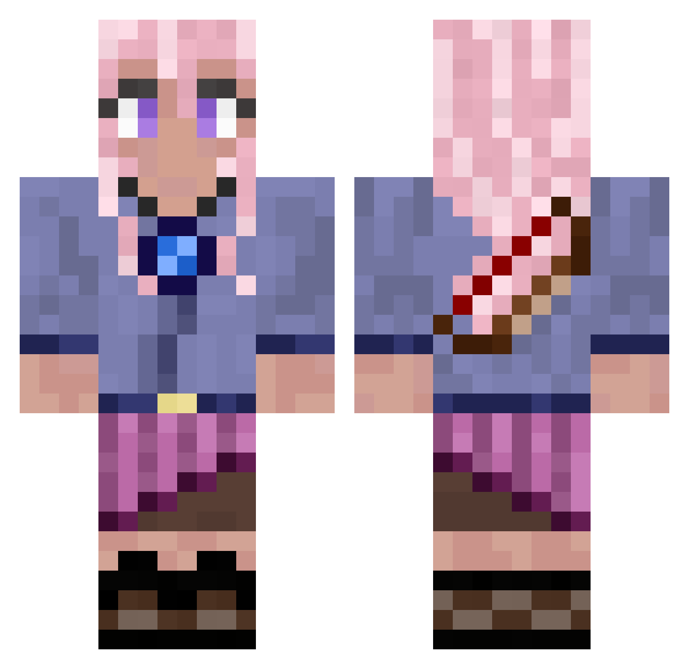 ZyMari Minecraft skin, front and back view