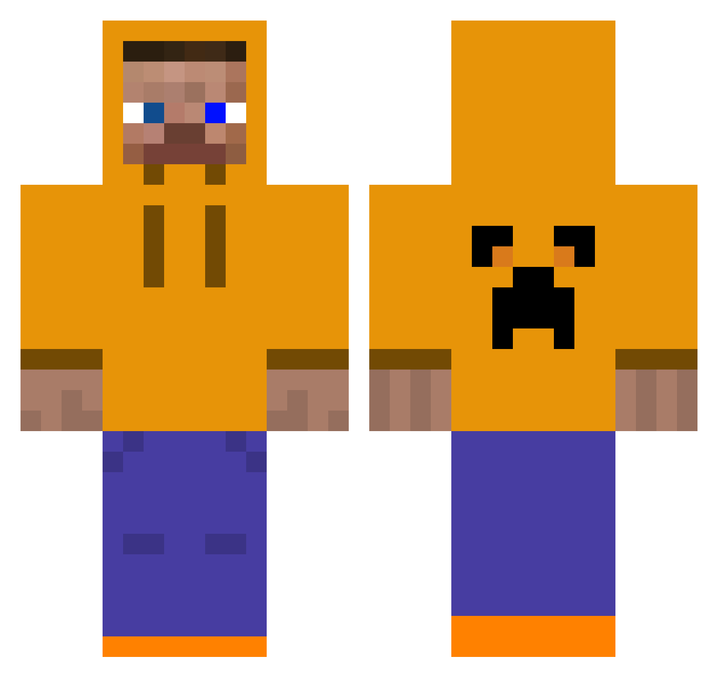 unamazed Minecraft skin, front and back view