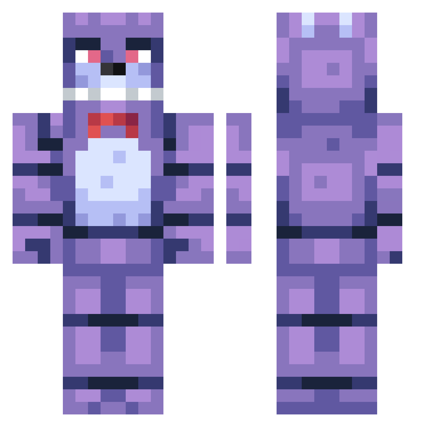 Cassie7276 Minecraft skin, front and back view