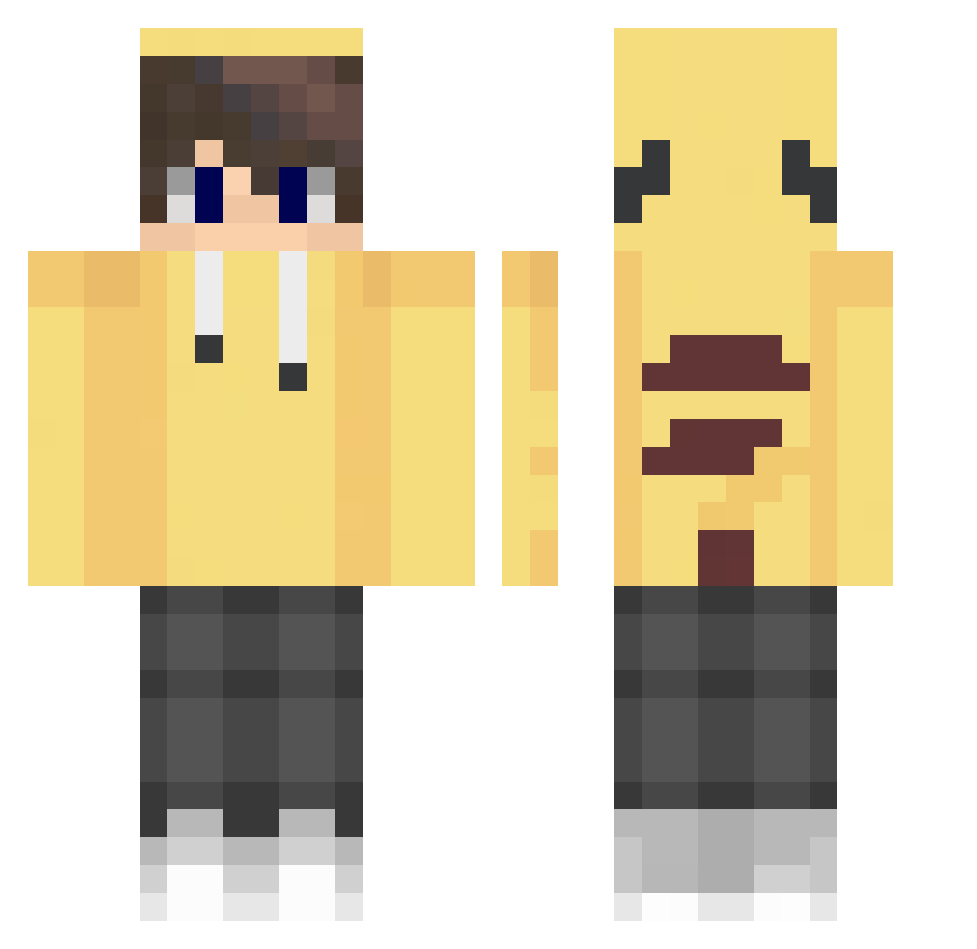 XXorby Minecraft skin, front and back view