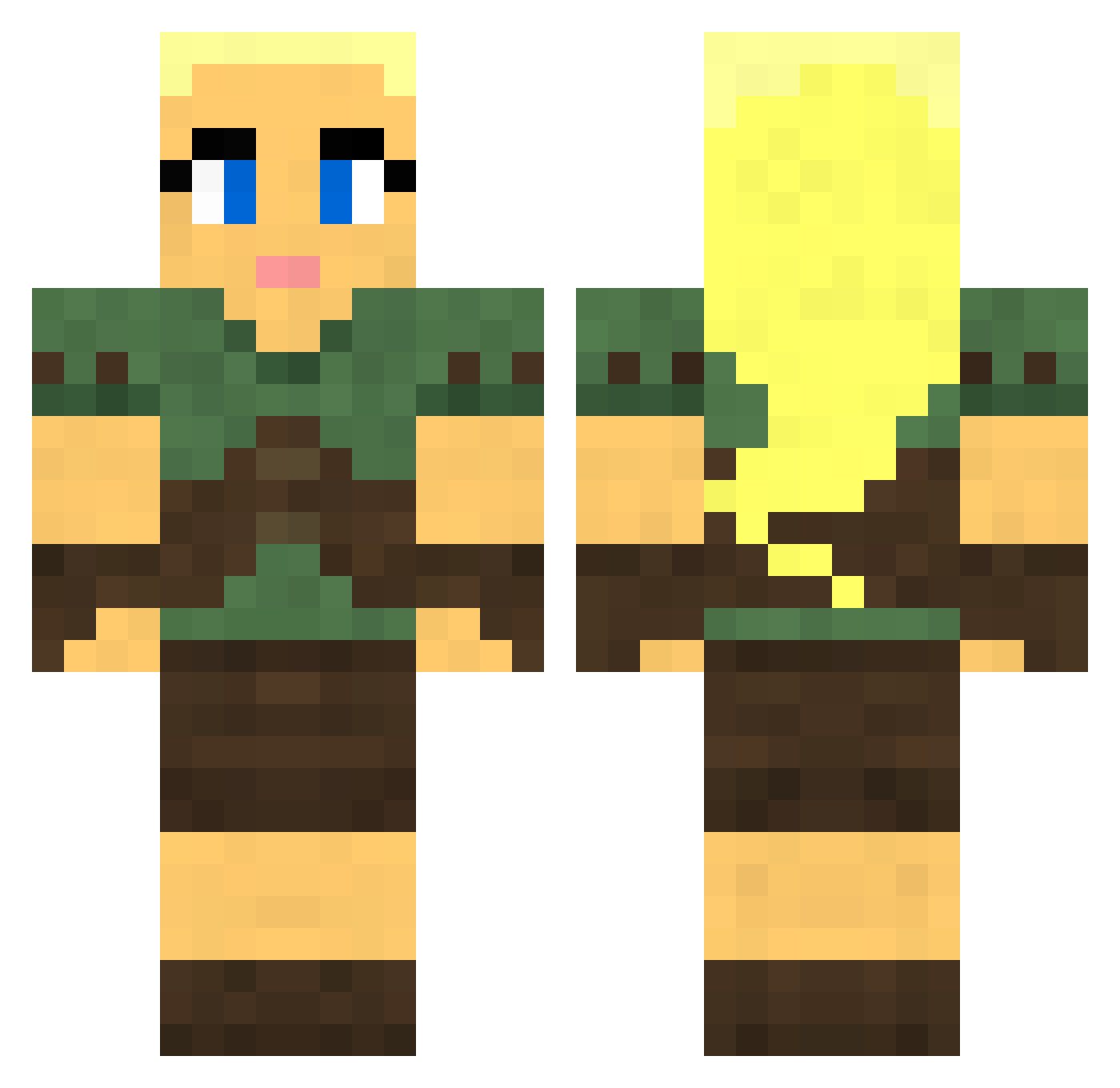 Caroline Minecraft skin, front and back view