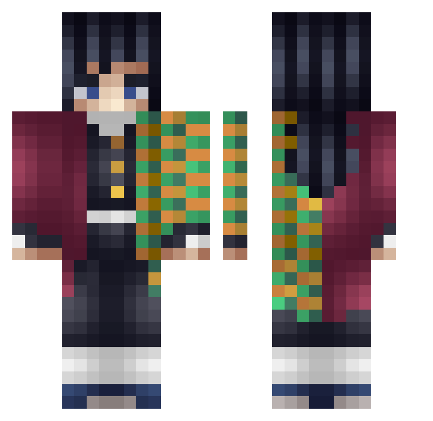 wTomioka Minecraft skin, front and back view